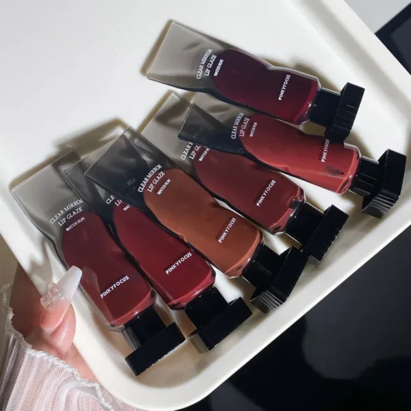 6 Colors Jelly Mirror Water Lip Gloss Transparent Glass Lip Glaze Waterproof Liquid Lipstick Nude Brown Clear Lip Tint Makeup